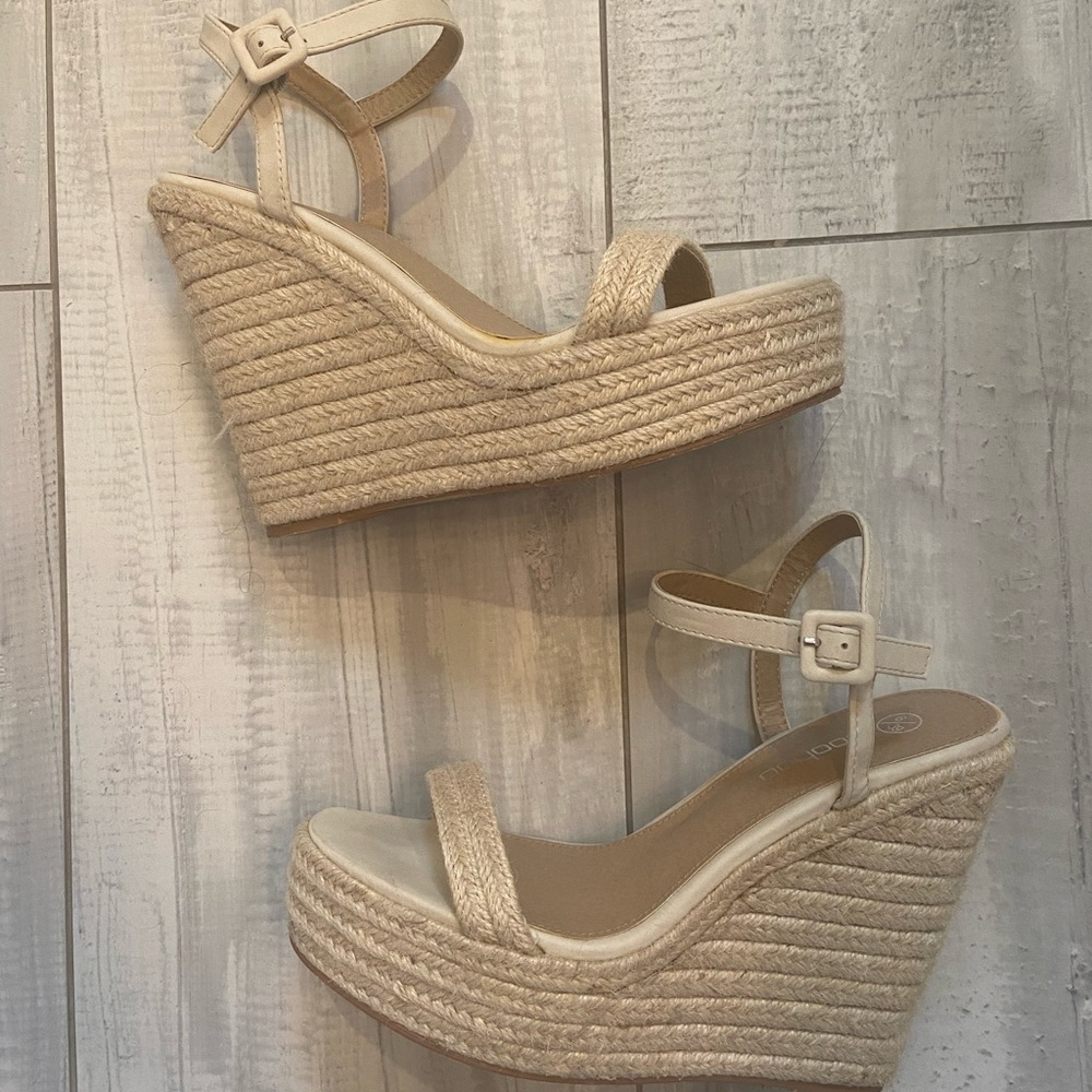 Boohoo nude espadrille wedge sandals